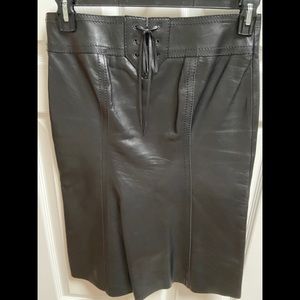 GUCCI Black Leather Skirt Size 40